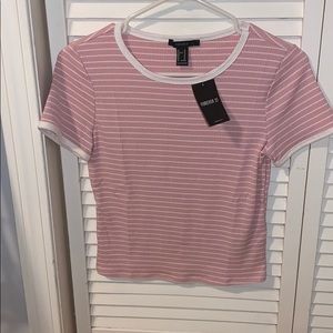 Pink and white stripped tee